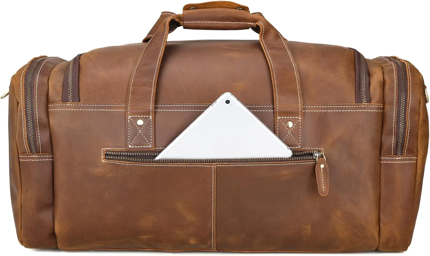 Polare 23" Full Grain Cowhide Leather Gym Duffle Weekender Overnight Travel Duffel Bag For Men 42L