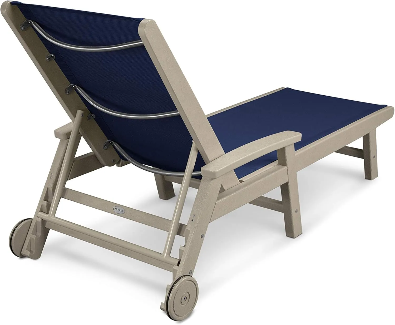 Polywood® Coastal Chaise, Sand/Navy Blue Sling