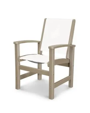POLYWOOD Coastal Dining Sling Chair Vintage Sahara with White Sling
