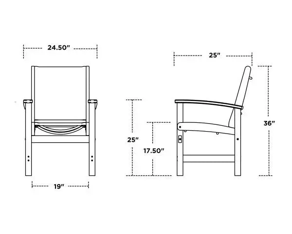 POLYWOOD Coastal Outdoor Dining Sling Chair Vintage Coffee with Onyx Sling