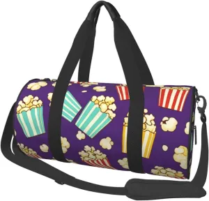 Popcorn Print Printed Travel Bag,Round Personal Item Storage bag,Foldie Duffel Bag for Traveling Vacation,Fitness,Sports
