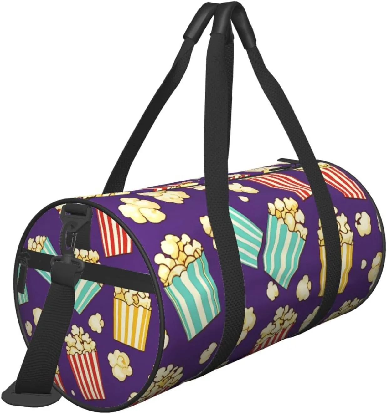 Popcorn Print Printed Travel Bag,Round Personal Item Storage bag,Foldie Duffel Bag for Traveling Vacation,Fitness,Sports