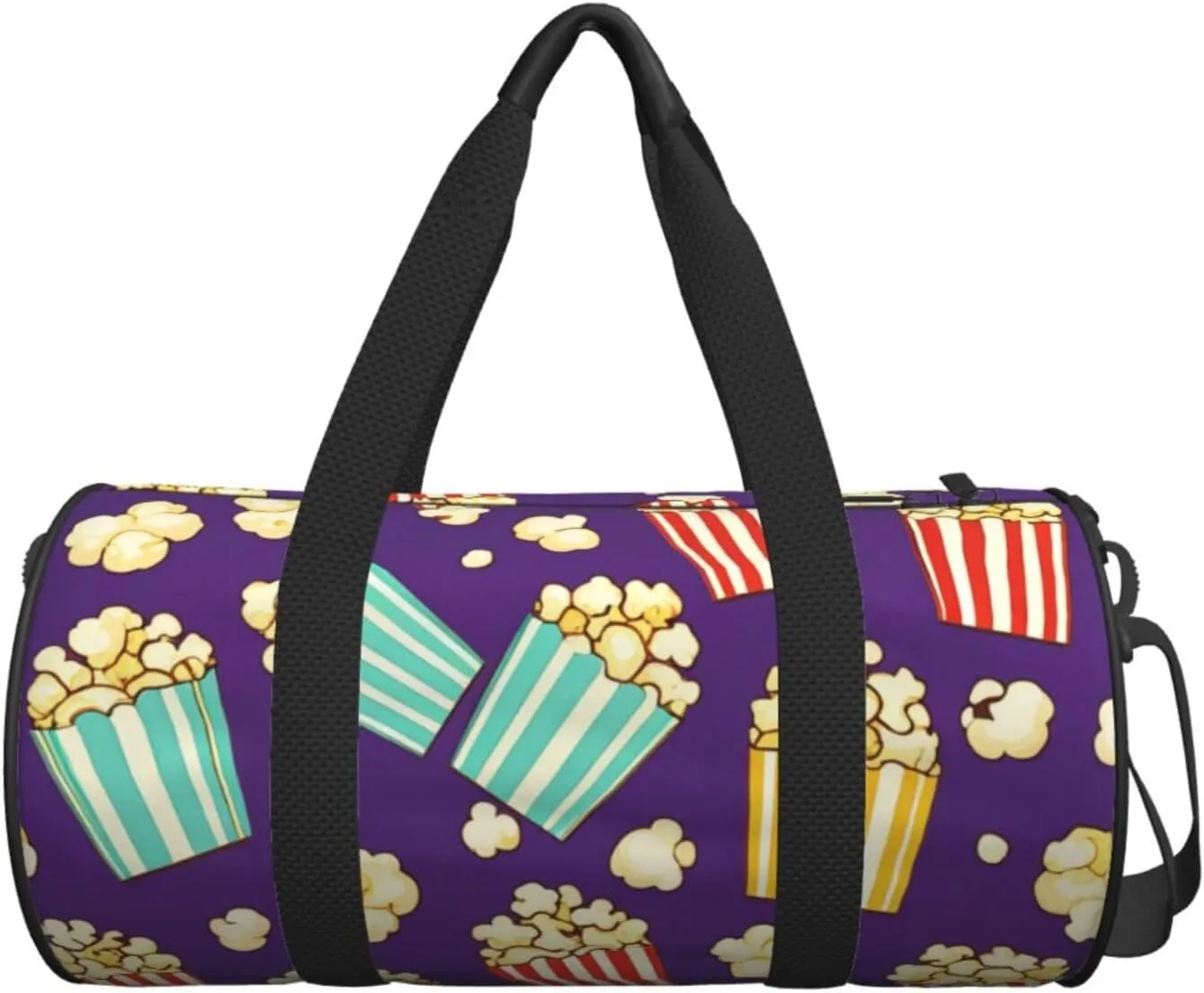 Popcorn Print Printed Travel Bag,Round Personal Item Storage bag,Foldie Duffel Bag for Traveling Vacation,Fitness,Sports