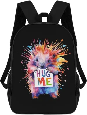 Porcupine Pigs Hug Me Fashion Backpack 17 Inches Daypack Unisex Laptop Bag for Travel Business Work
