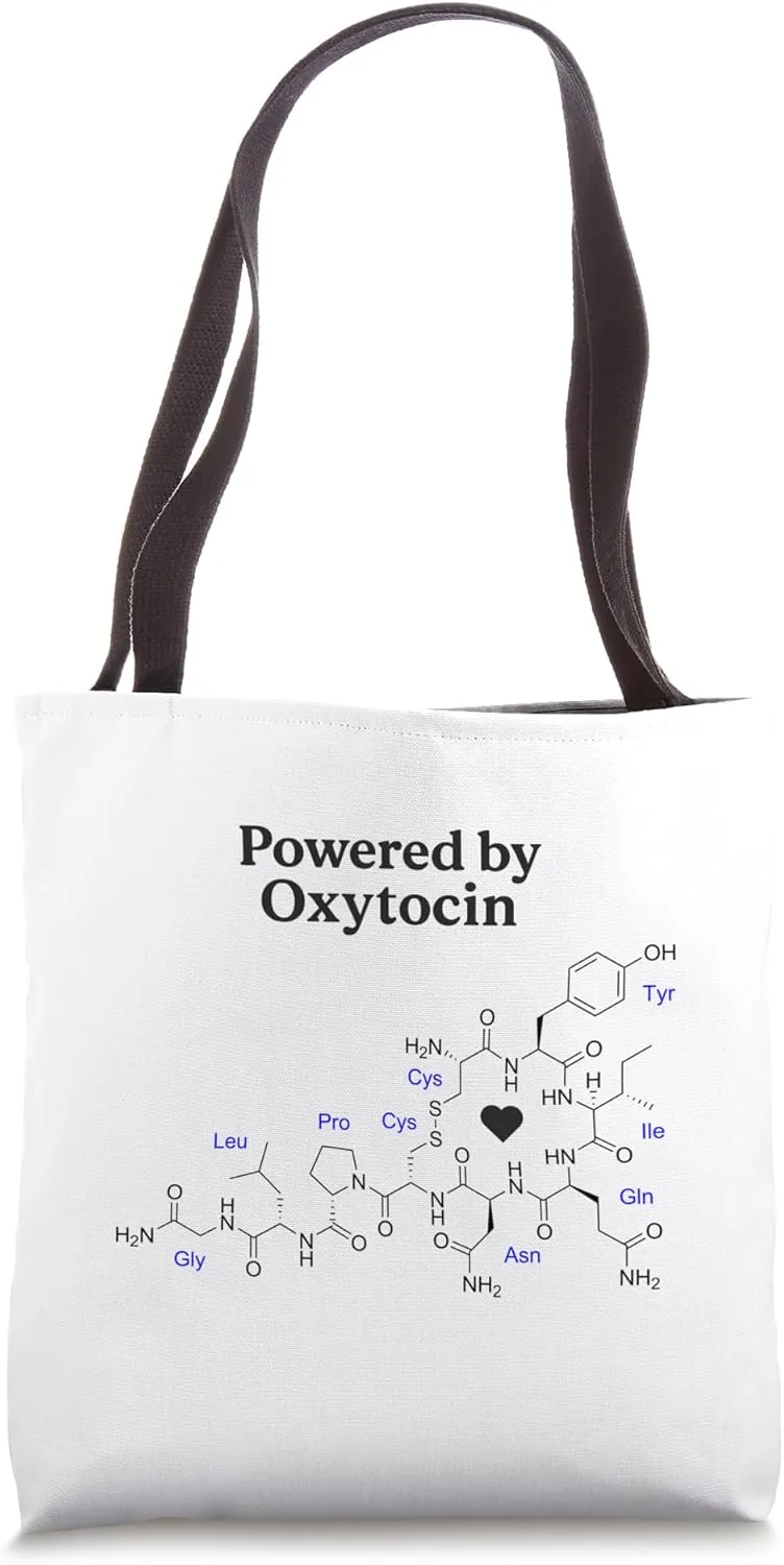 Powered by Oxytocin Hormone Molecule Science Chemistry Lover Tote Bag