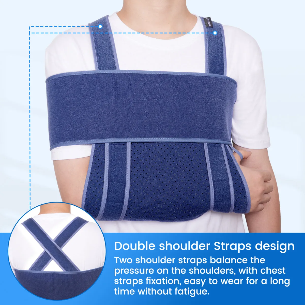 Premium Arm Sling for Adults - Broken Forearm Support, Elbow Sprain & Shoulder Injury Immobilizer, Ventilated & Breathable Design with Adjustable Strapping & Hand Grip Stability