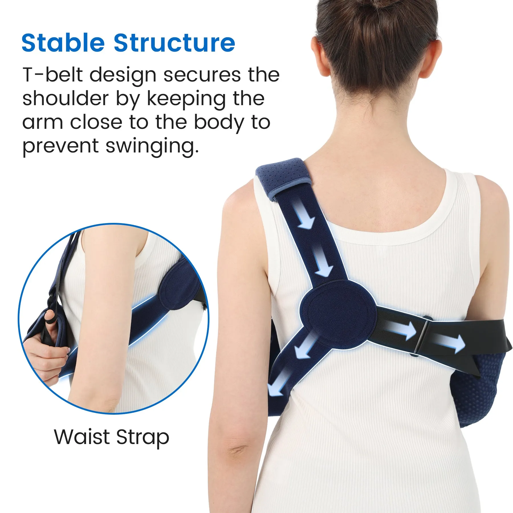 Premium Arm Sling for Adults - Broken Forearm Support, Elbow Sprain & Shoulder Injury Immobilizer, Ventilated & Breathable Design with Adjustable Strapping & Hand Grip Stability