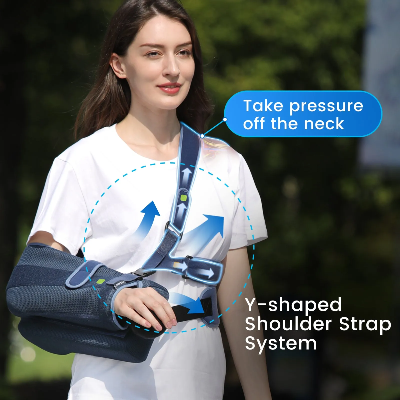 Premium Arm Sling for Adults - Broken Forearm Support, Elbow Sprain & Shoulder Injury Immobilizer, Ventilated & Breathable Design with Adjustable Strapping & Hand Grip Stability