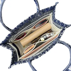 Premium Bag Organizer compatible with Mini Book Tote Bag, Best Fit Detailed Size Insert, 2mm Thick Snug sturdy Double-Layered Base (For Large Book Tote, Geyser Blue)