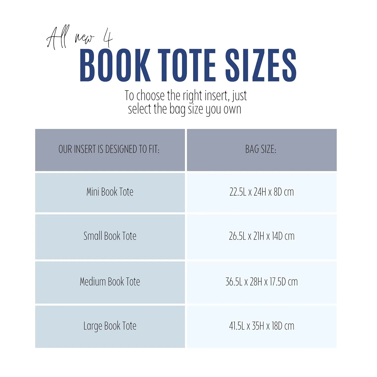 Premium Bag Organizer compatible with Mini Book Tote Bag, Best Fit Detailed Size Insert, 2mm Thick Snug sturdy Double-Layered Base (For Large Book Tote, Geyser Blue)