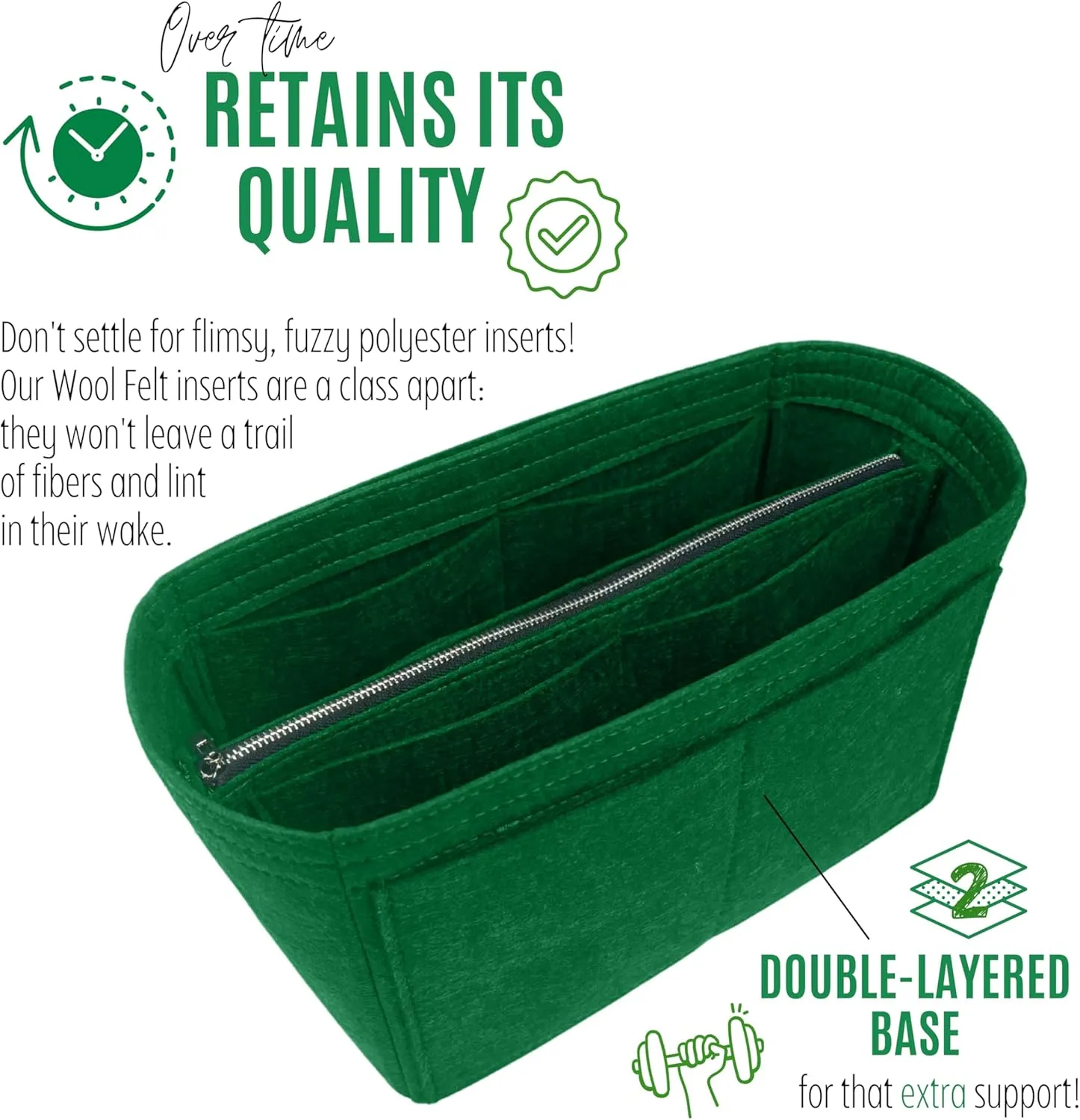 Premium Purse Organizer compatible with Arco Tote Bag Organizer Insert - Handmade Double Layered 2mm Thick Felt Liner, Perfect fit for S/M/L Tote Insert (Lightcoffee, For Large Arco Tote)