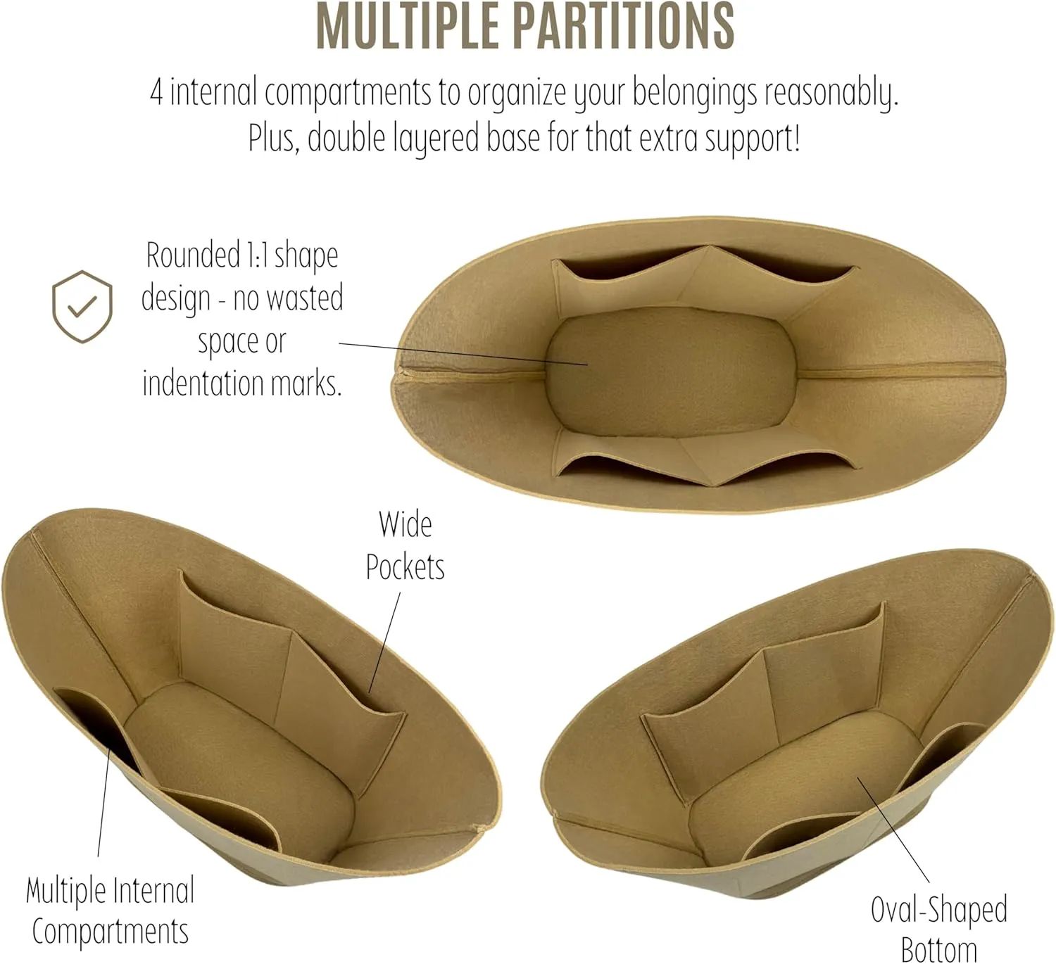 Premium Purse Organizer compatible with Celine Basket Bag Organizer Insert - Handmade Classic Panier in Palm Leaf, Perfect Fit Oval Shape (Brown, For Medium Classic Panier)
