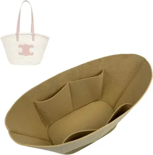 Premium Purse Organizer compatible with Celine Basket Bag Organizer Insert - Handmade Classic Panier in Palm Leaf, Perfect Fit Oval Shape (Bubblegum, For Medium Classic Panier)