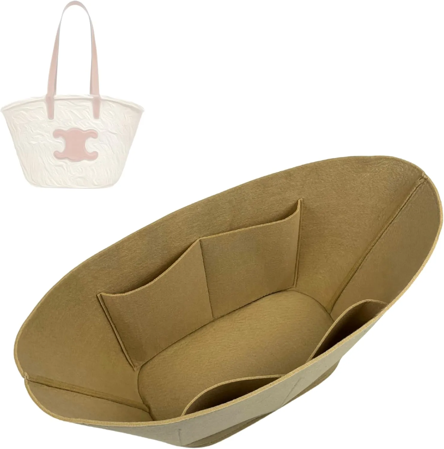 Premium Purse Organizer compatible with Celine Basket Bag Organizer Insert - Handmade Classic Panier in Palm Leaf, Perfect Fit Oval Shape (Bubblegum, For Medium Classic Panier)