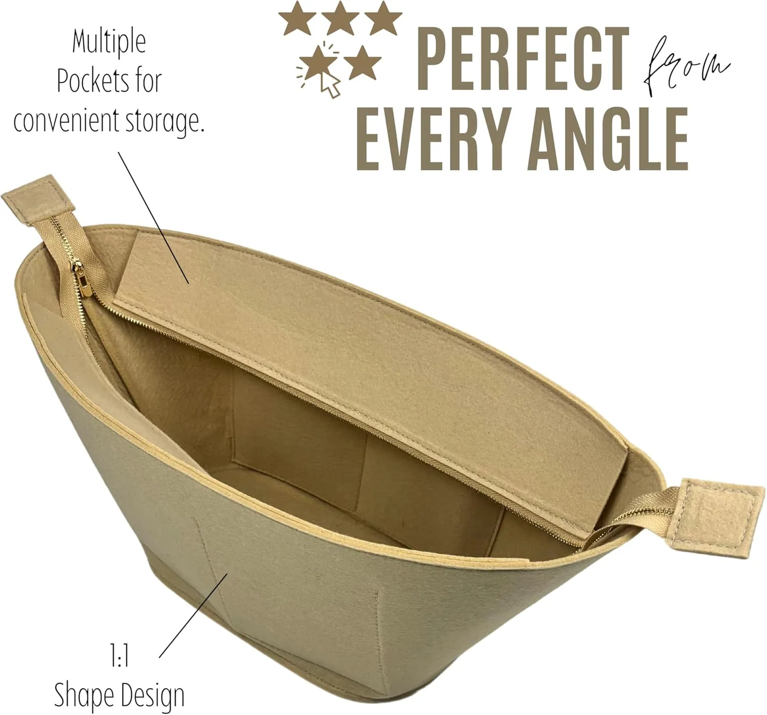 Premium Purse Organizer compatible with Celine Basket Bag Organizer Insert - Handmade Classic Panier in Palm Leaf, Perfect Fit Oval Shaped (Beige, For Medium Classic Panier)