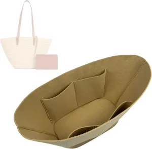 Premium Purse Organizer compatible with Celine Basket Bag Organizer Insert - Handmade Supple Classic Panier in Rafia and Calfskin, Oval Shaped (White, For Teen Supple Panier)