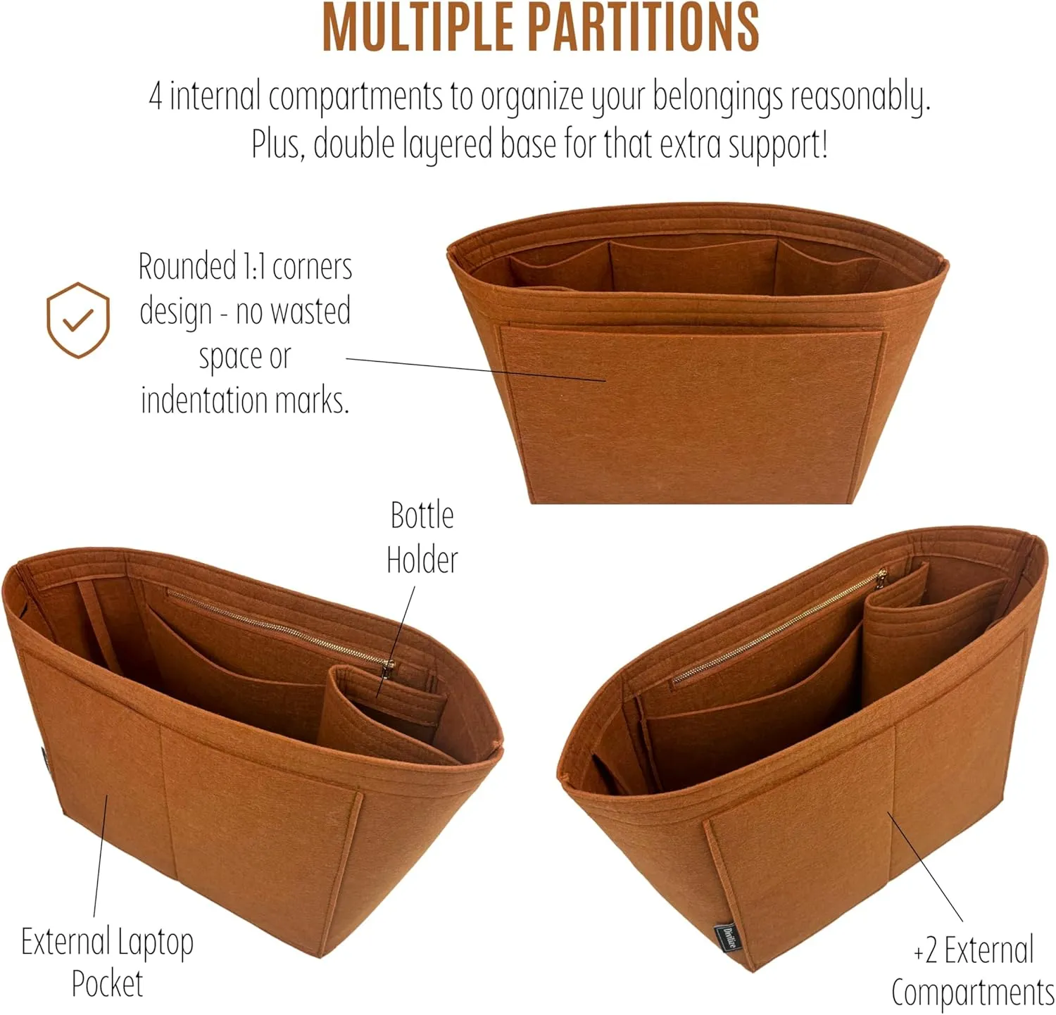 Premium Purse Organizer compatible with Celine Cabas Phantom Bag Insert - Handmade 2mm Felt Bag Organizer Oval Shaped (Taupe, For Medium Cabas Phantom)