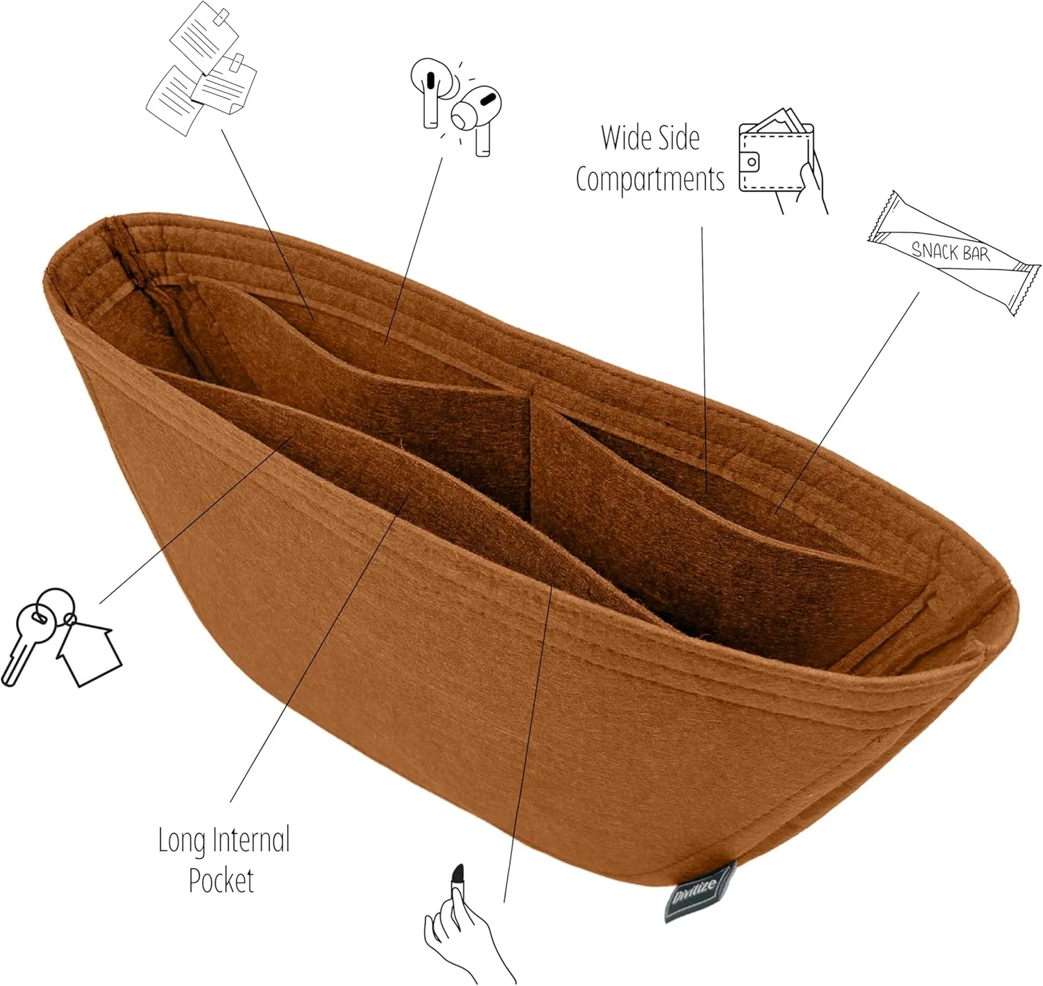 Premium Purse Organizer compatible with Celine Heloise Cuir Bag Organizer - Handmade 2mm Felt Purse Insert, Pefect Fit Round Shape (Black, For Small Hel*ise)