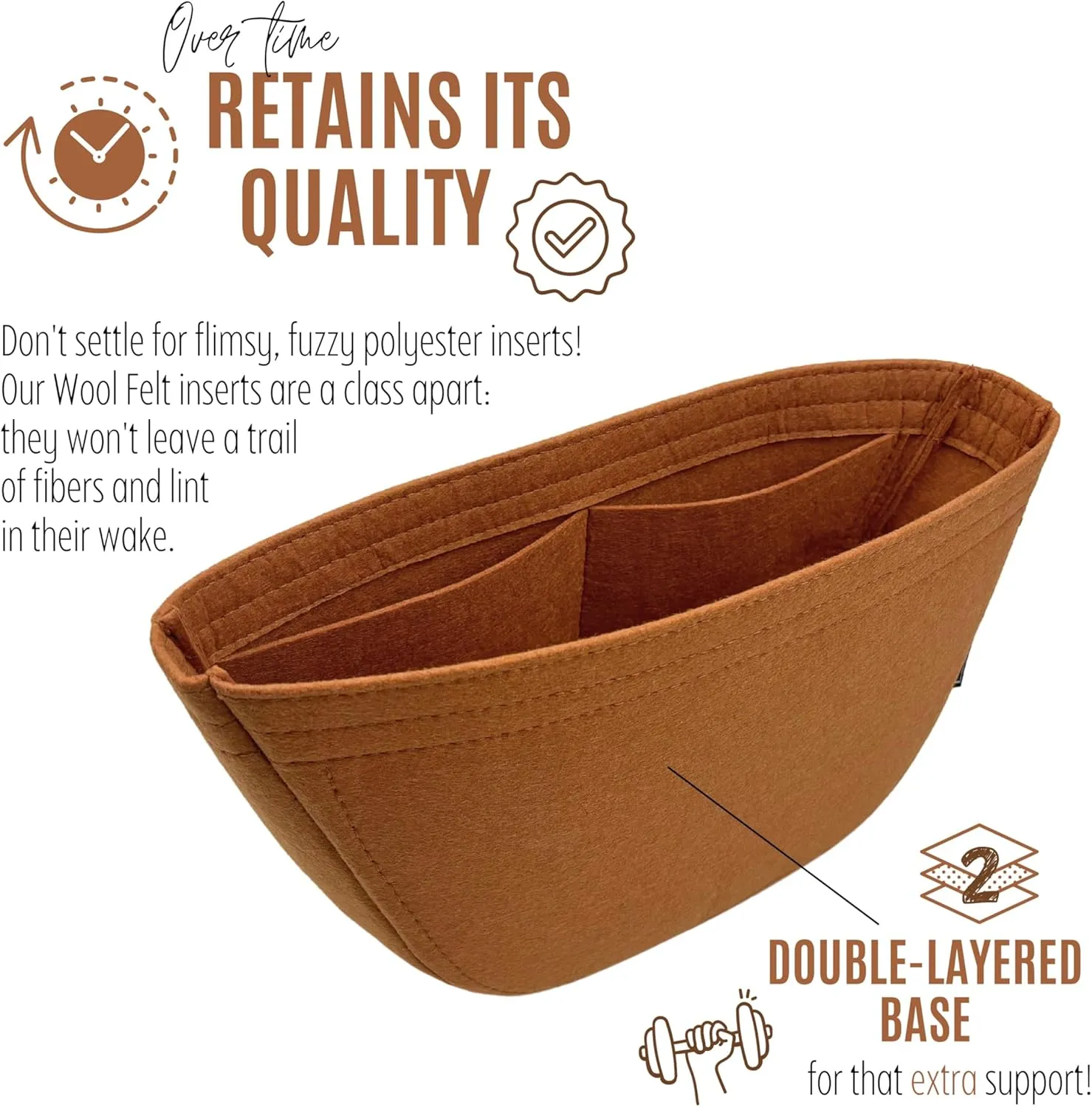 Premium Purse Organizer compatible with Celine Heloise Cuir Bag Organizer - Handmade 2mm Felt Purse Insert, Pefect Fit Round Shape (Brown, For Small Hel*ise)
