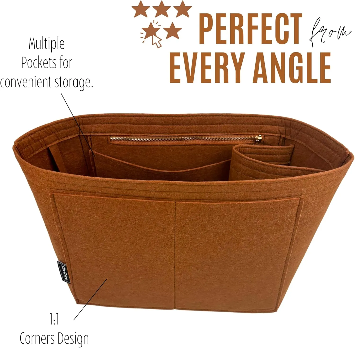 Premium Purse Organizer compatible with Celine Medium Cabas Anais Cuir Tote Organizer - Handmade 2mm Felt Purse Insert (Brown, For Medium Cabas Anaïs)
