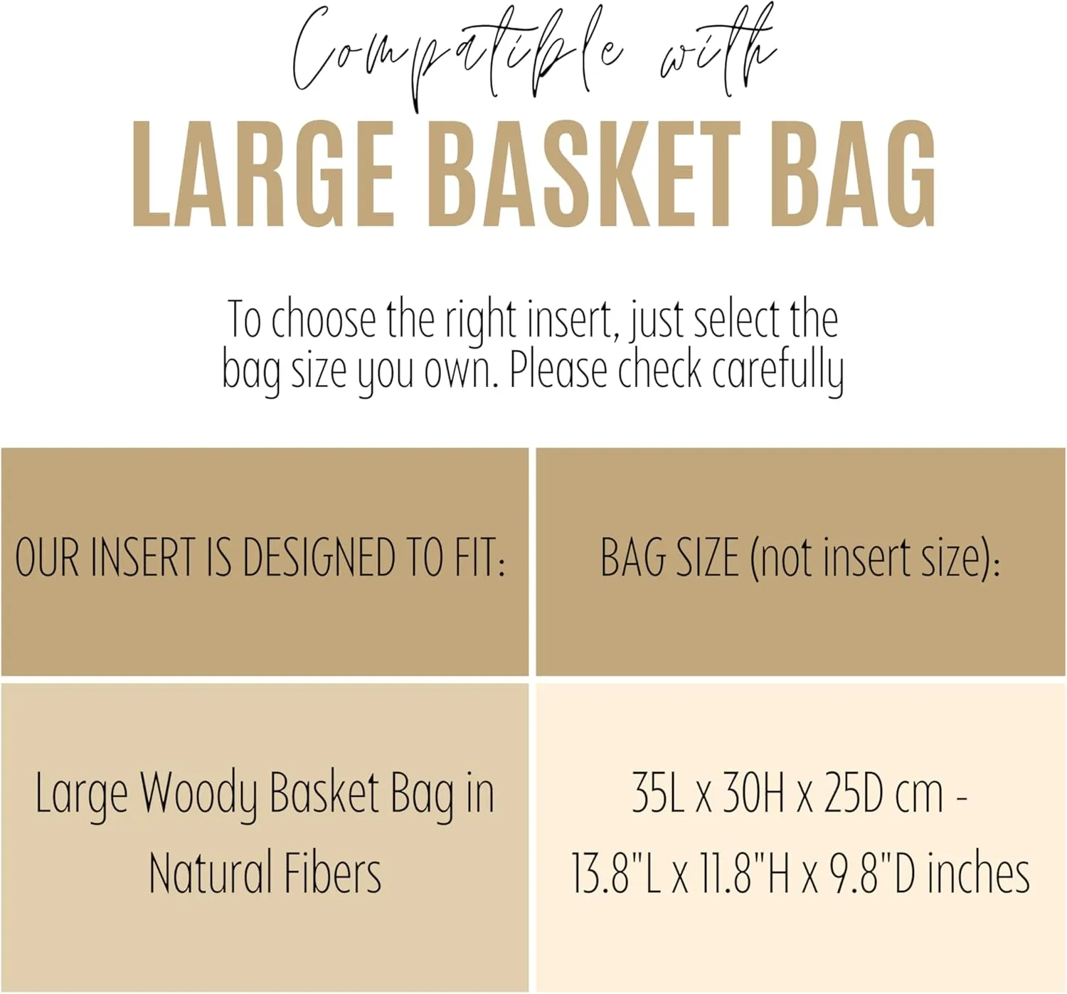 Premium Purse Organizer compatible with Chloe Large Woody Basket Bag Insert - Handmade Oval Basket Bag Organizer Felt, Perfect Fit Gold Zipper (Beige, For Large Basket Bag)