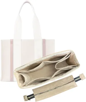 Premium Purse Organizer compatible with Chloe Woody Tote Insert, Handmade Waterproof Nylon Insert fits Small/Medium/Large Tote, Perfect Fit (Camel, For Medium Woody)