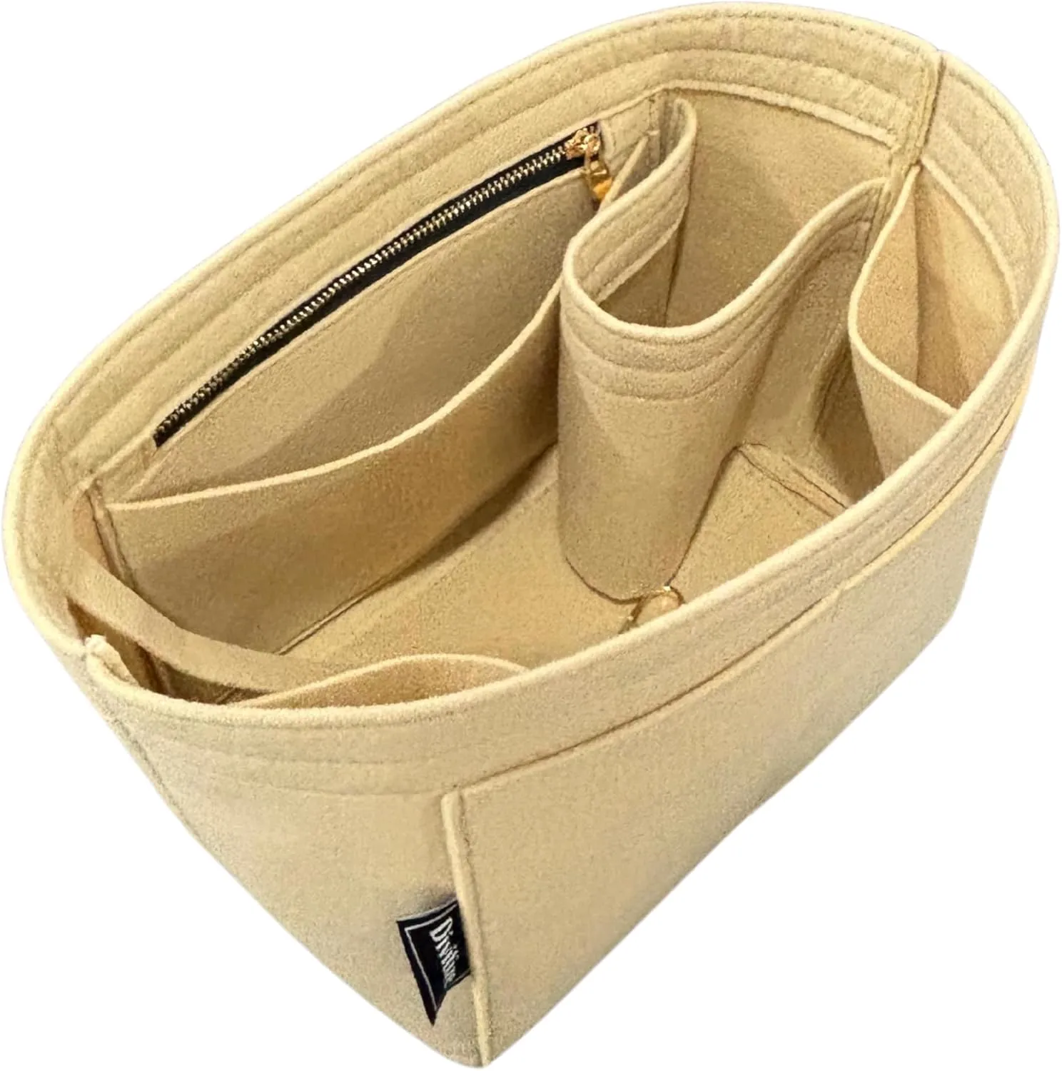 Premium Purse Organizer compatible with Gucci Ophidia Medium Tote Insert - Handmade Oval Shaped Felt Bag Organizer, Perfect Fit Gold Zipper (Azure Blue, For Large Ophidia)
