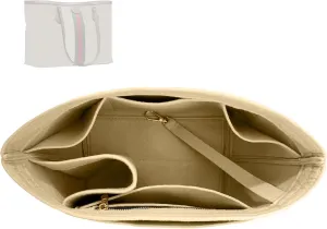 Premium Purse Organizer compatible with Gucci Ophidia Medium Tote Insert - Handmade Oval Shaped Felt Bag Organizer, Perfect Fit Gold Zipper (Azure Blue, For Large Ophidia)