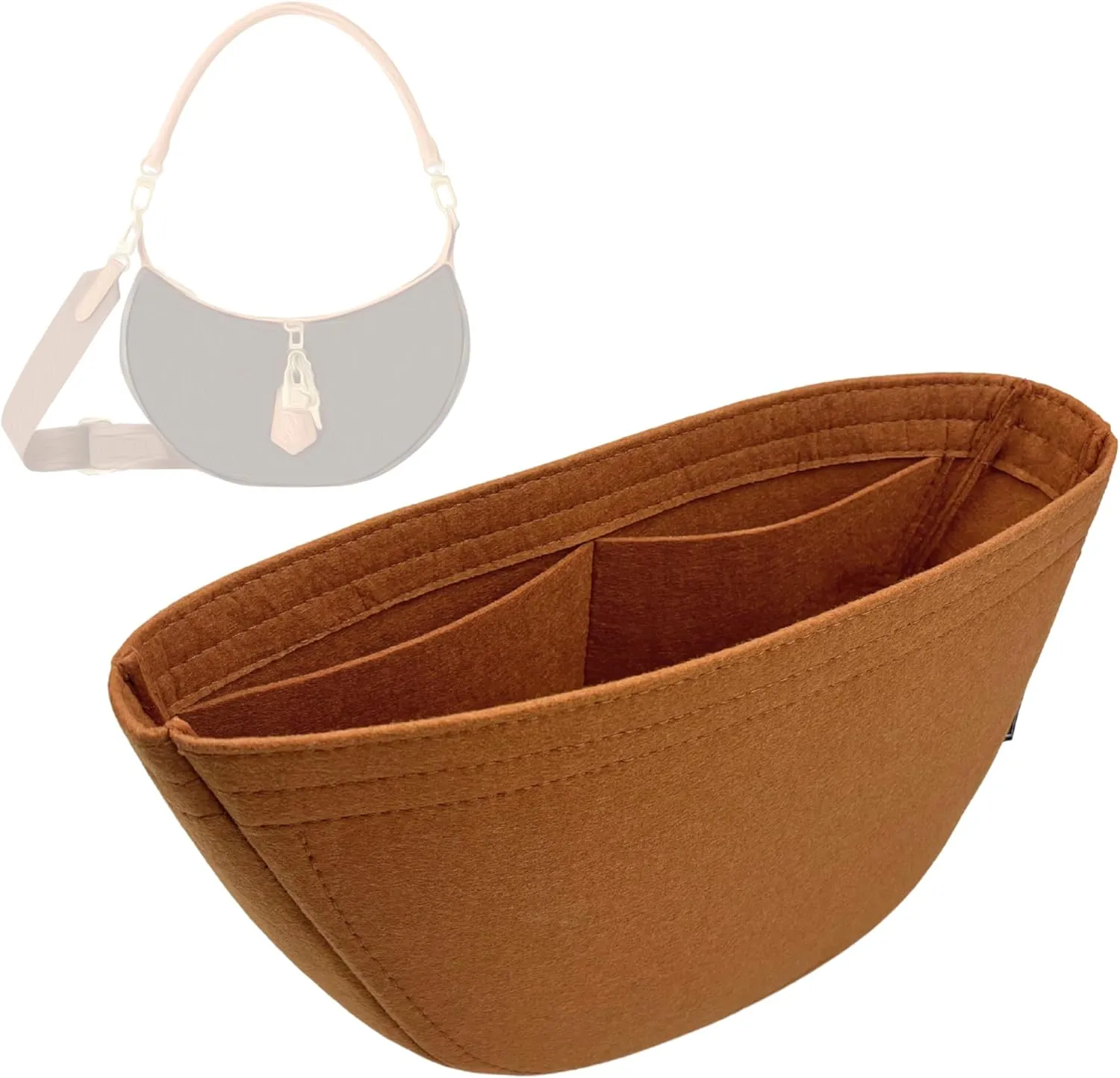 Premium Purse Organizer compatible with Lv Looping Insert - Handmade Bag Organizer 2mm Thick, Perfect fit (Brown, For Looping)