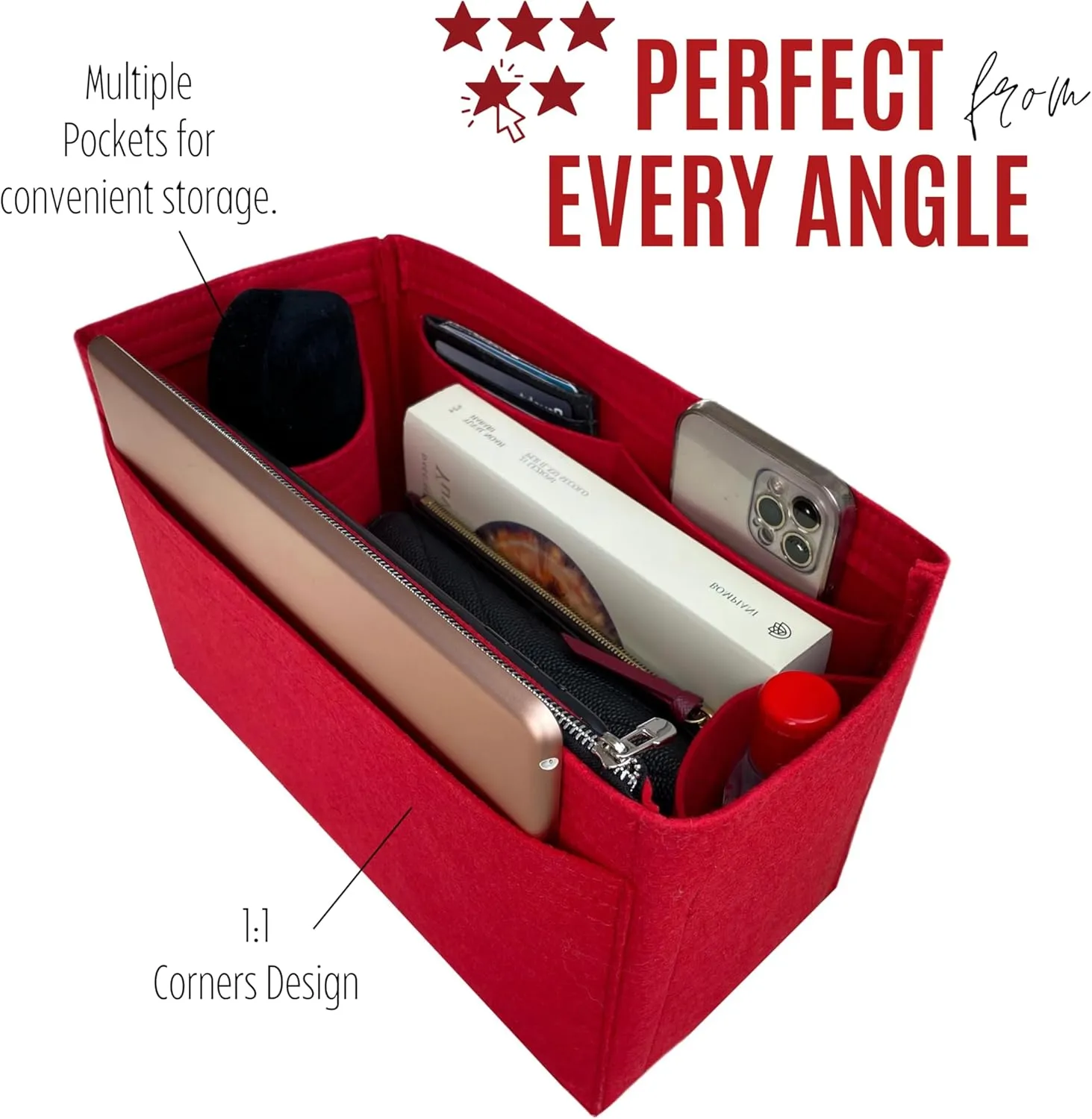 Premium Purse Organizer compatible with Lv Low Key Hobo MM Insert - Handmade Bag Organizer 2mm Thick, Perfect fit for PM/MM Cabas Tote (Hot Magenta, For Low Key Hobo MM)
