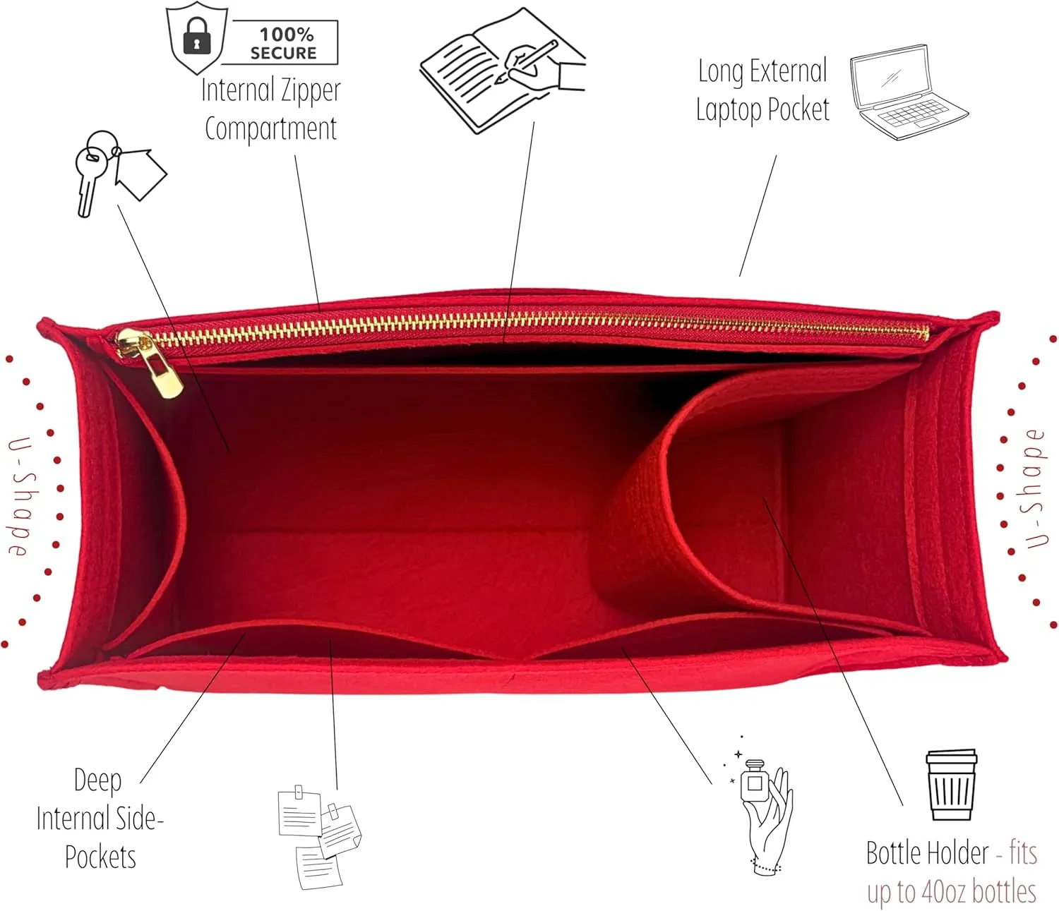 Premium Purse Organizer compatible with Lv Onthego BB Bag Organizer Insert - Handmade Purse Liner, Perfect fit for On The Go Tote PM/MM/GM (Brown, For Onthego PM)