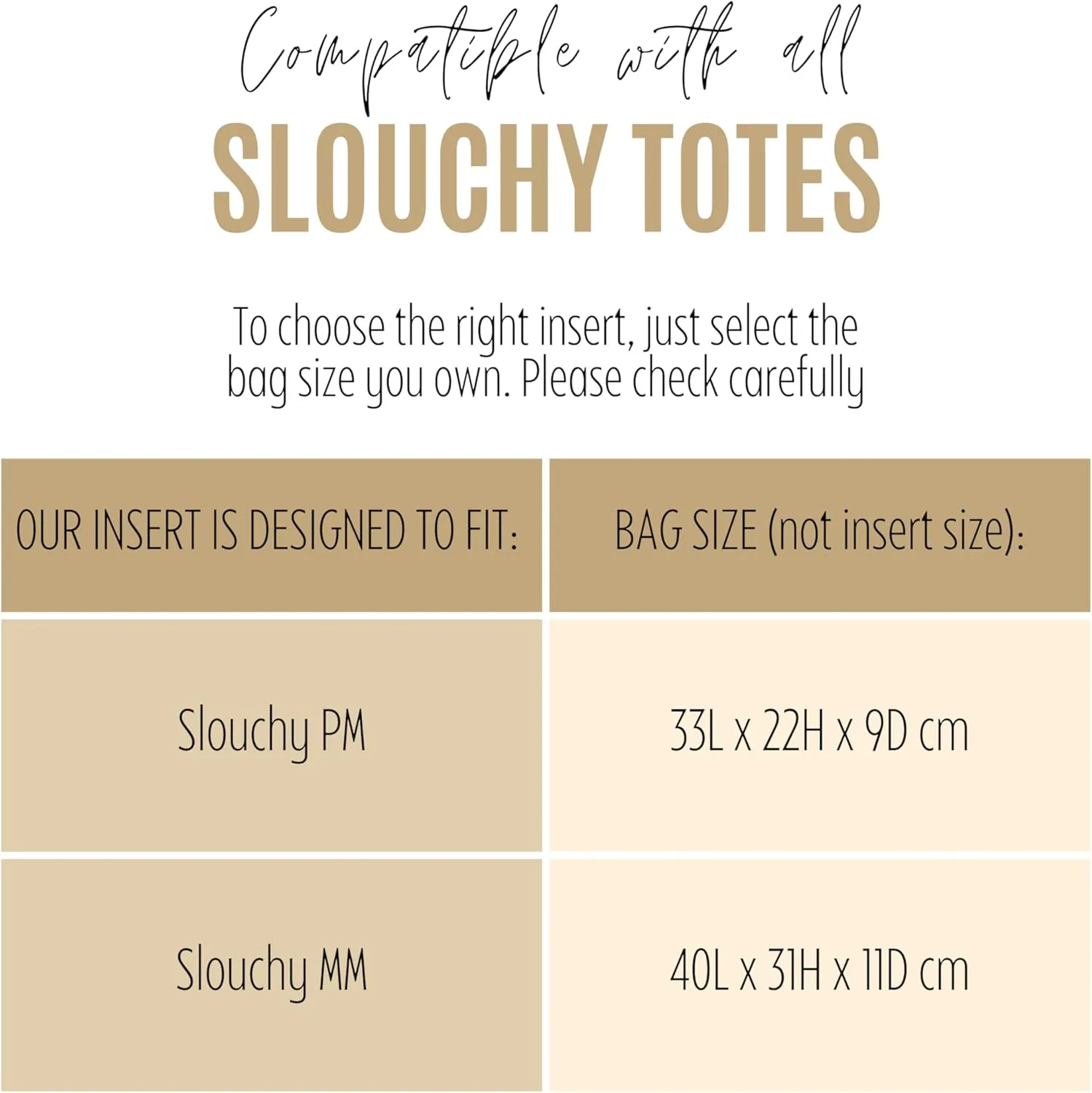 Premium Purse Organizer compatible with Lv Slouchy PM/MM Insert - Handmade Soft Silk Liner, Perfect fit for Hobo PM/MM Bag Organizer Gold Zipper (Brown, For Slouchy MM)