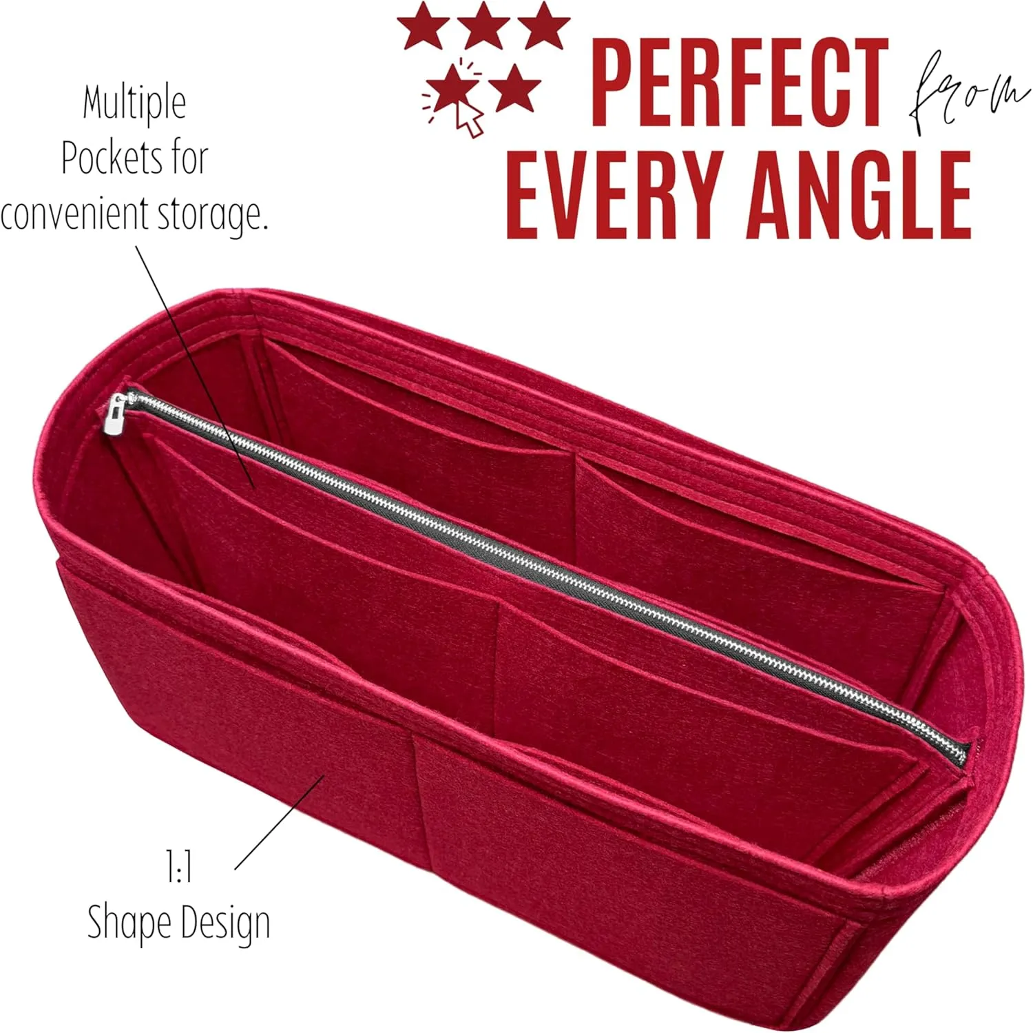 Premium Purse Organizer compatible with Row Three Park Tote Bag Insert - Handmade Bag Organizer Perfect Fit for S/Three/XL Tote (Brown, For Three Park Tote)