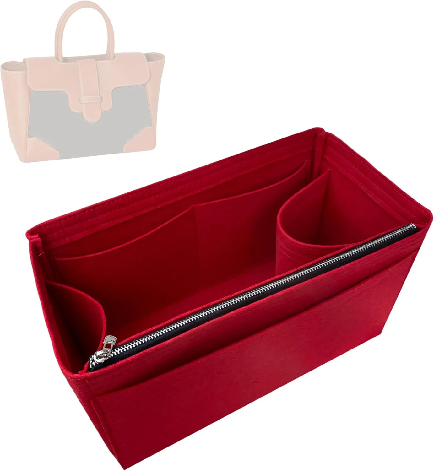 Premium Purse Organizer compatible with Saigon Tote Insert - Handmade 2mm Thick Felt Liner, Perfect fit Tapered Shape, Tote PM/MM Bag Organizer (Bubblegum, For Saigon Tote)