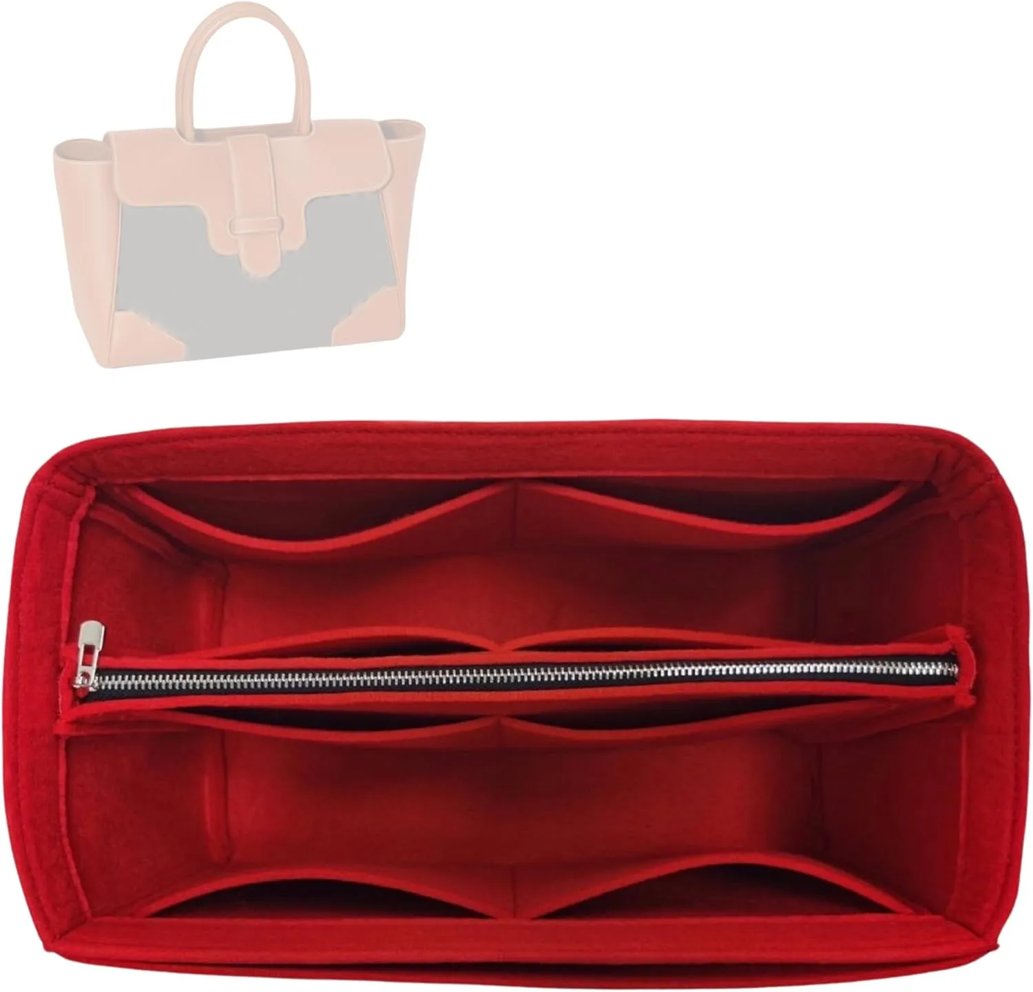 Premium Purse Organizer compatible with Saigon Tote Insert - Handmade Tapered Shape 2mm Thick Felt Liner, Perfect fit, Tote PM/MM Bag Organizer (Beige, For Saigon Tote)