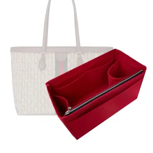 Premium Purse Organizer fits Ophidia Medium Tote Bag Organizer, for Ophidia Large Tote Bag Organizer, Handmade 2mm Thick Felt Snug Sturdy Gold Zipper (For Ophidia Medium Tote, Cream)