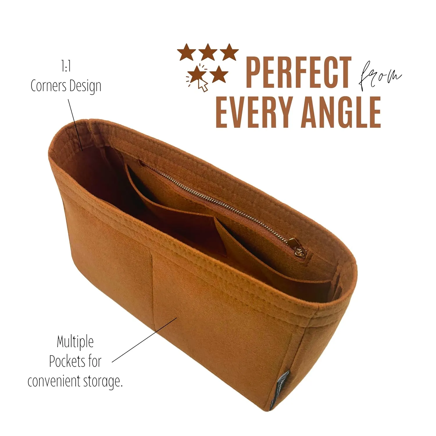 Premium Purse Organizer for Boheme Bag Organizer, fits Boheme Hobo Bag Insert, Handmade 2mm Thick Double-Layered Base, Bohème Insert Felt Snug Sturdy Silver Zipper (For Boheme Bag, Beige)