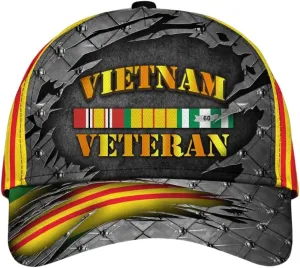 Premium Vietnam Veteran Hat, Veteran Hat for Men, Military Gift for Grandpa Dad Husband, Adjustable Strap Back