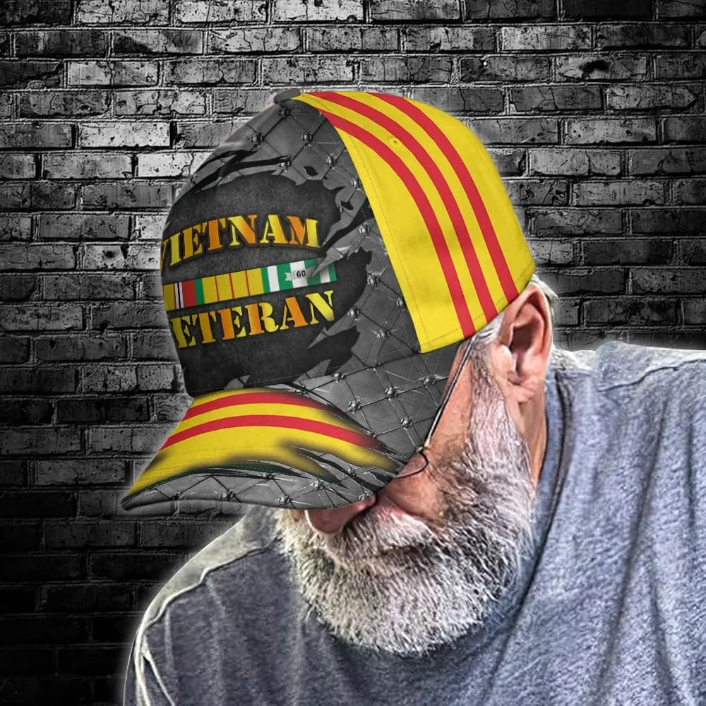Premium Vietnam Veteran Hat, Veteran Hat for Men, Military Gift for Grandpa Dad Husband, Adjustable Strap Back