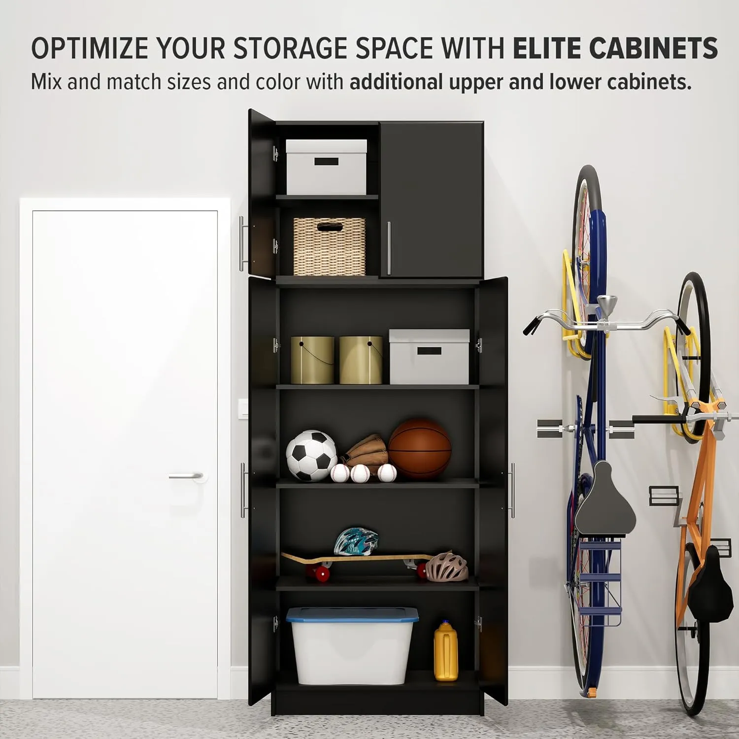 Prepac Elite 32" Stackable Wall Cabinet in Black