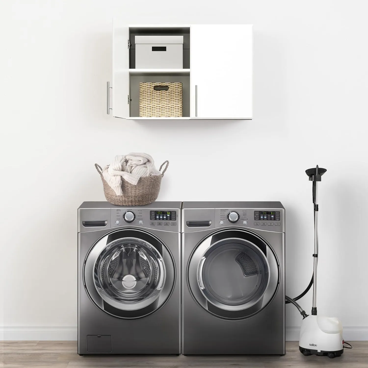 Prepac White Cabinet: Elite Wall Cabinet, WEW-3224 Garage Cabinet with Storage Shelf, Stackable 16"D x 32"W x 24"H, Perfect as a Garage Storage Cabinet with Doors and Shelves