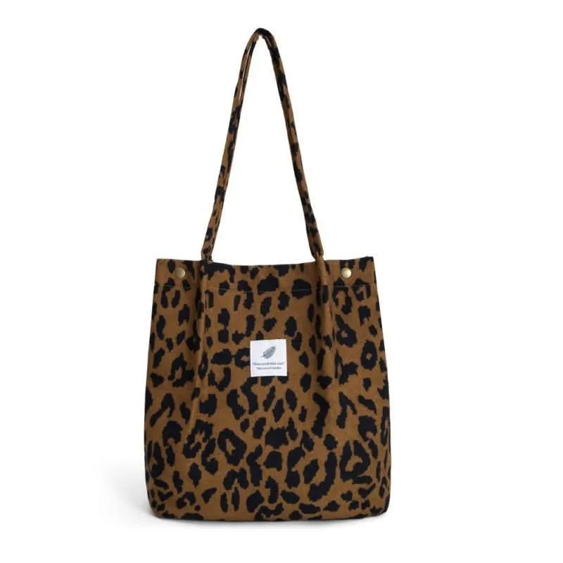 Printed Corduroy Canvas Tote Bag – Trendy, Versatile Design