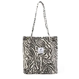 Printed Corduroy Canvas Tote Bag – Trendy, Versatile Design