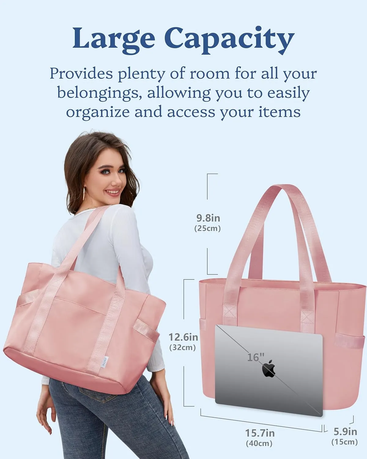 Prite Tote Bag for Women Weekender Bag with Laptop Compartment for Work Nurse Travel Gym