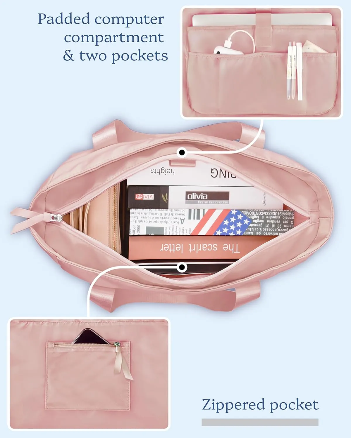 Prite Tote Bag for Women Weekender Bag with Laptop Compartment for Work Nurse Travel Gym