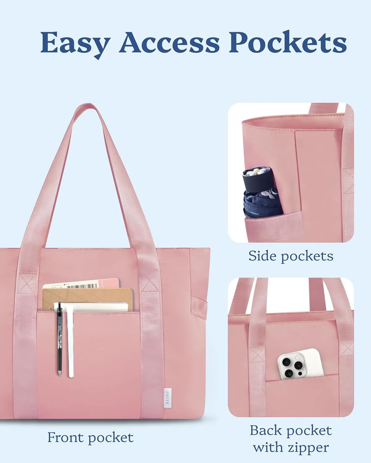 Prite Tote Bag for Women Weekender Bag with Laptop Compartment for Work Nurse Travel Gym
