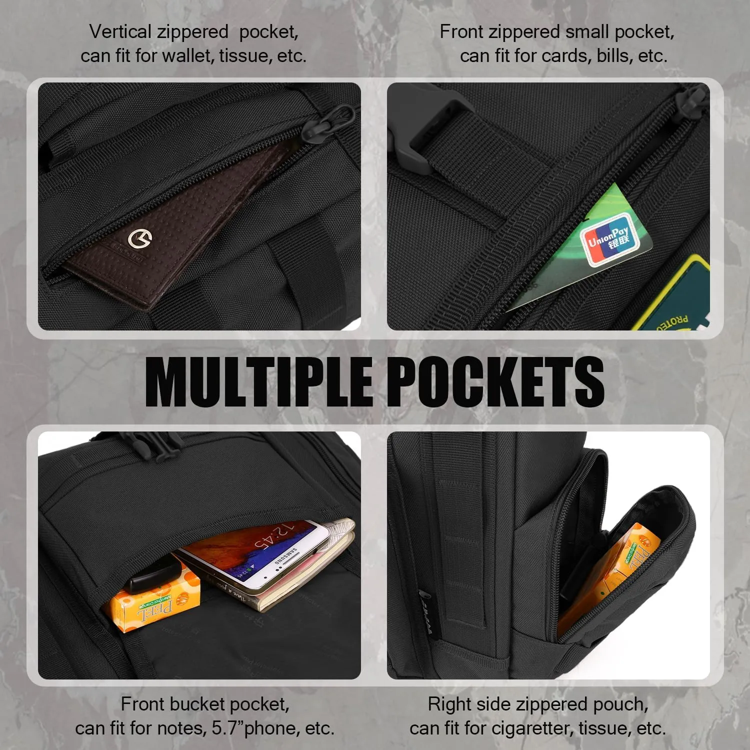 Protector Plus Tactical Messenger Bag Men Military MOLLE Sling Shoulder Pack (Patch Included)