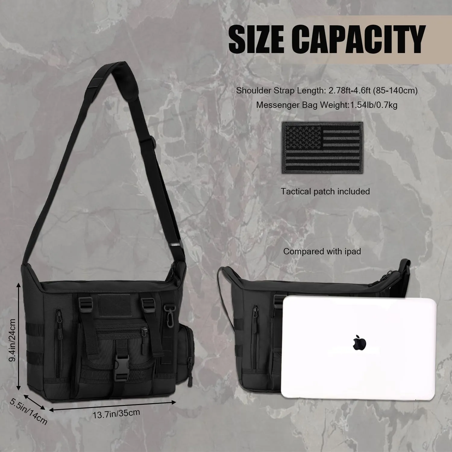Protector Plus Tactical Messenger Bag Men Military MOLLE Sling Shoulder Pack (Patch Included)