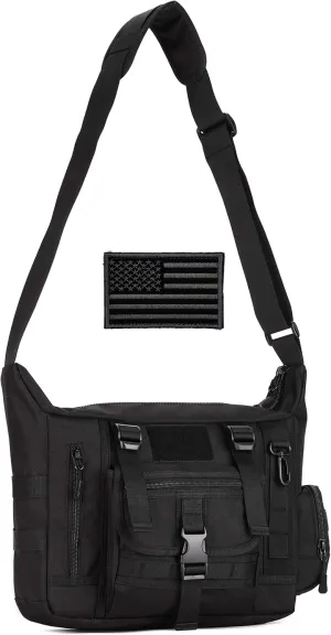 Protector Plus Tactical Messenger Bag Men Military MOLLE Sling Shoulder Pack (Patch Included)