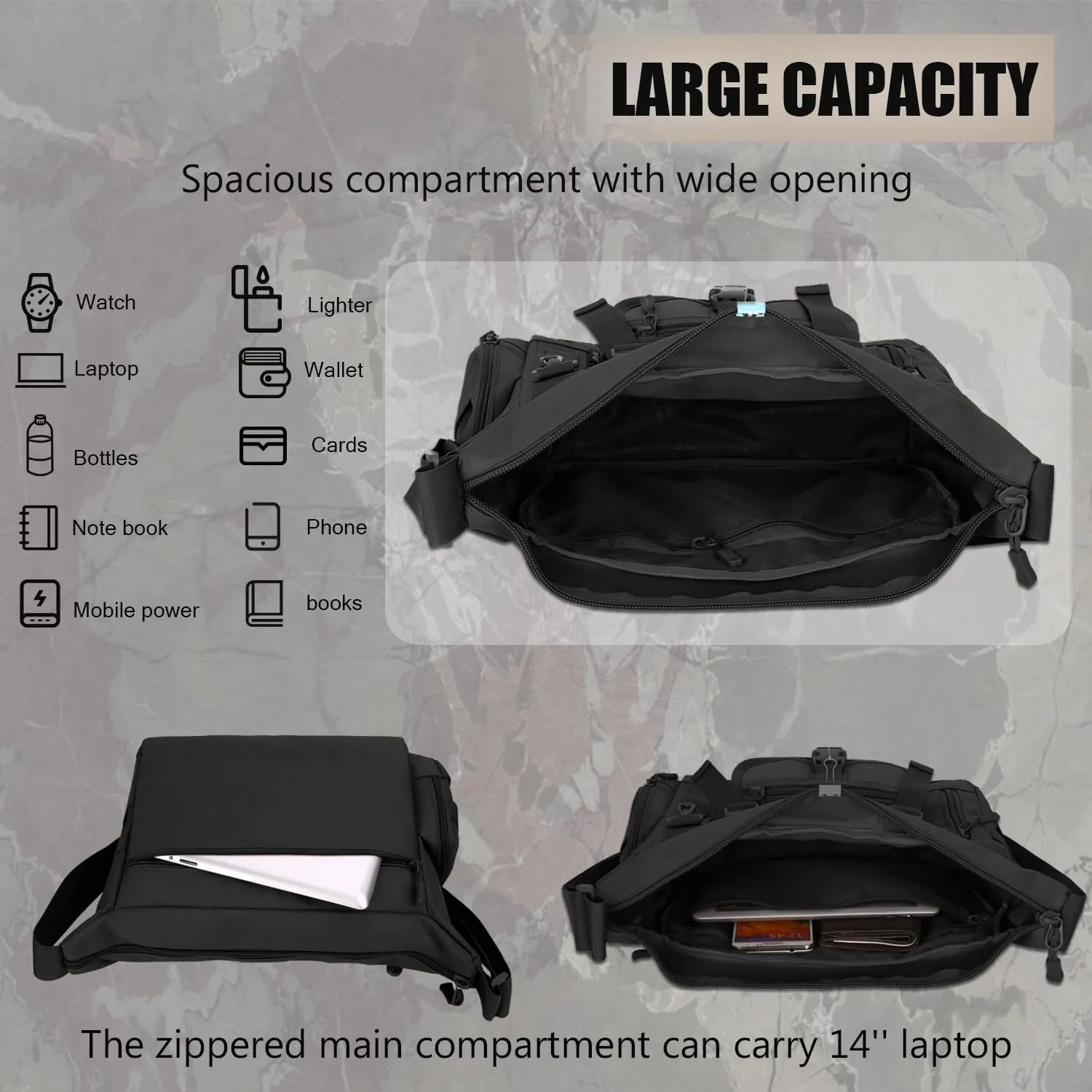 Protector Plus Tactical Messenger Bag Men Military MOLLE Sling Shoulder Pack (Patch Included)